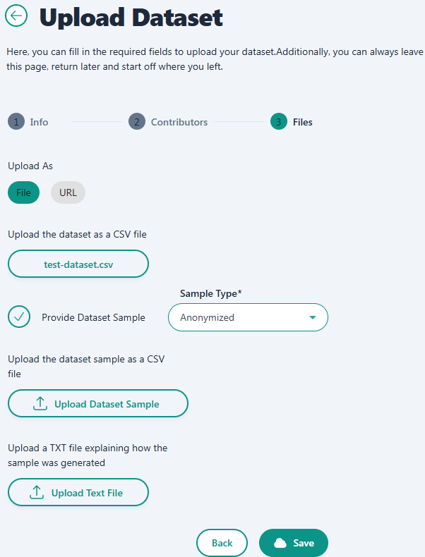 Dataset upload step 3.