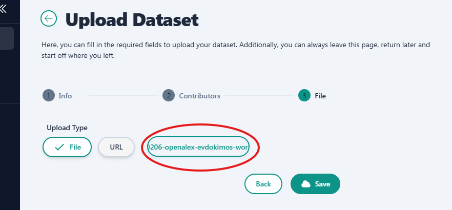 Dataset upload step 3.