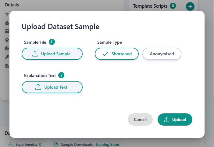 Dataset upload step 4 notification.