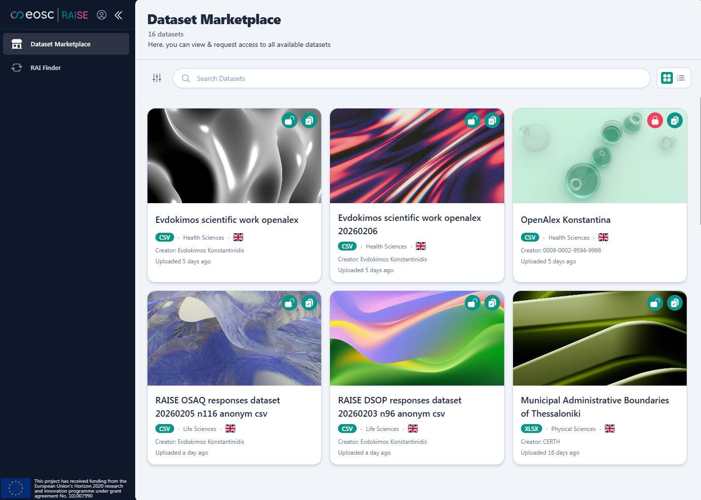 RAISE Dataset Marketplace.