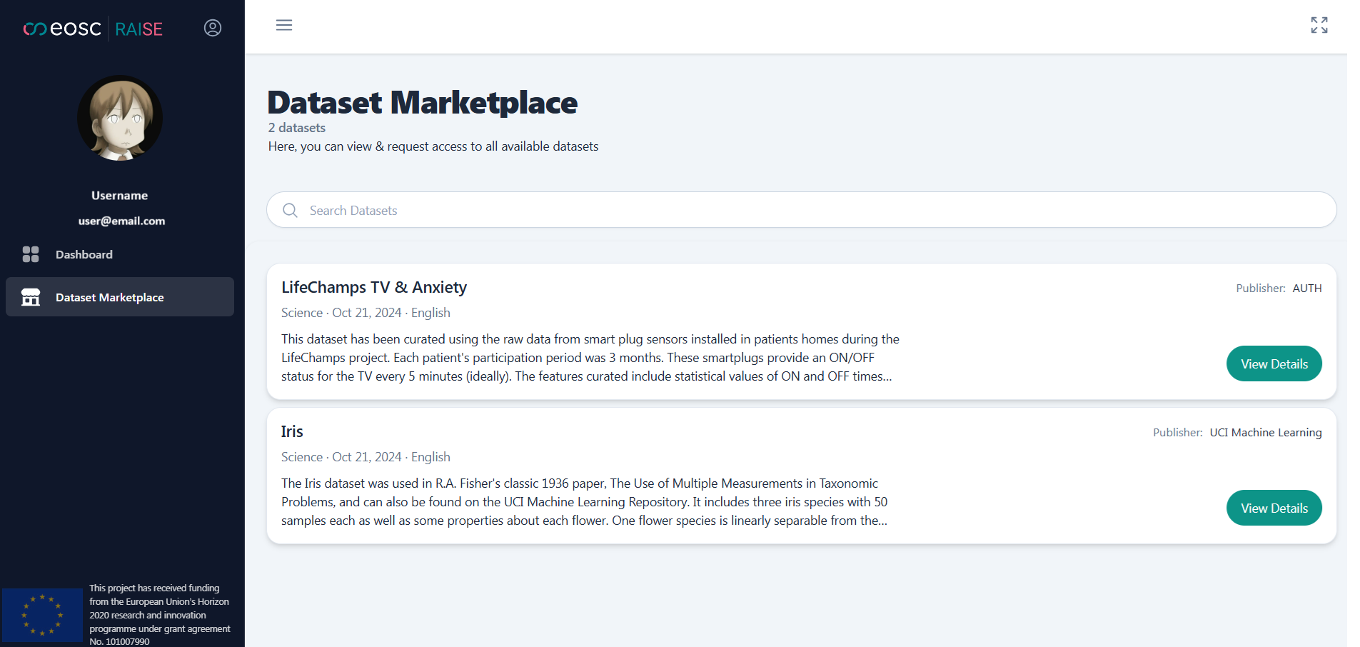 RAISE Dataset Marketplace.