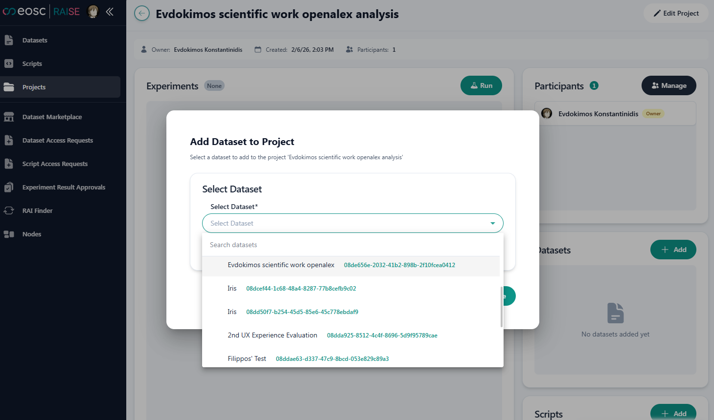 Project add dataset.