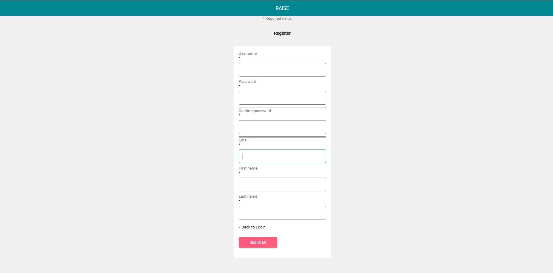 RAISE Registration Form.