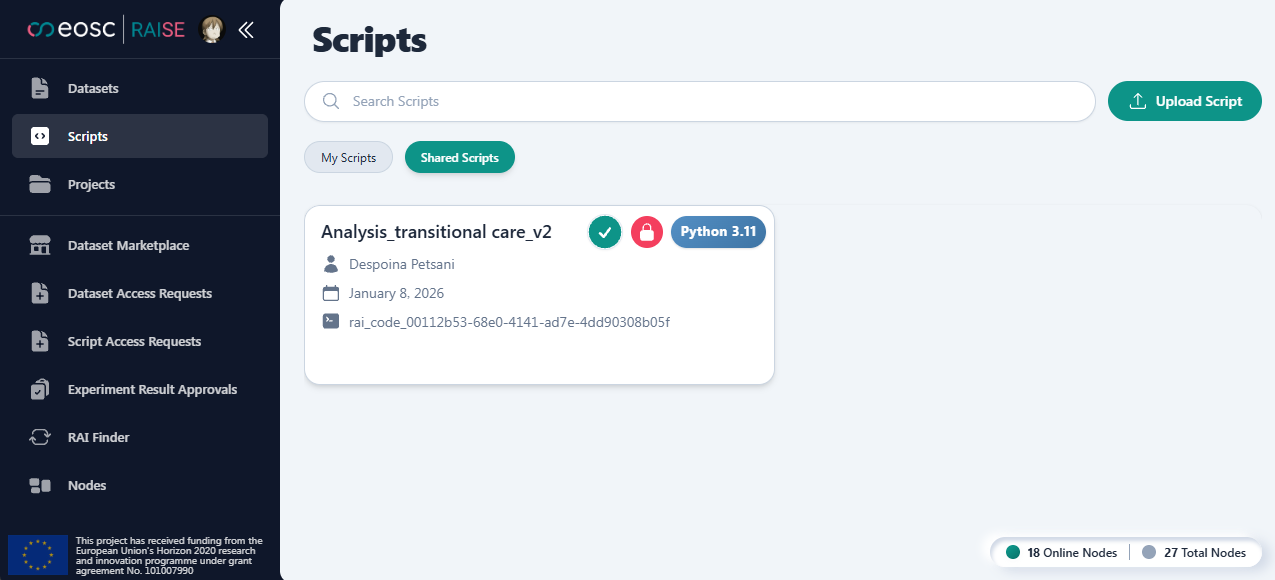 Shared Script Dashboard.