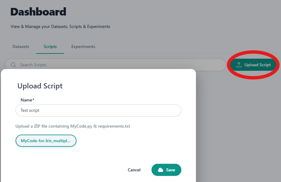 Script Upload.